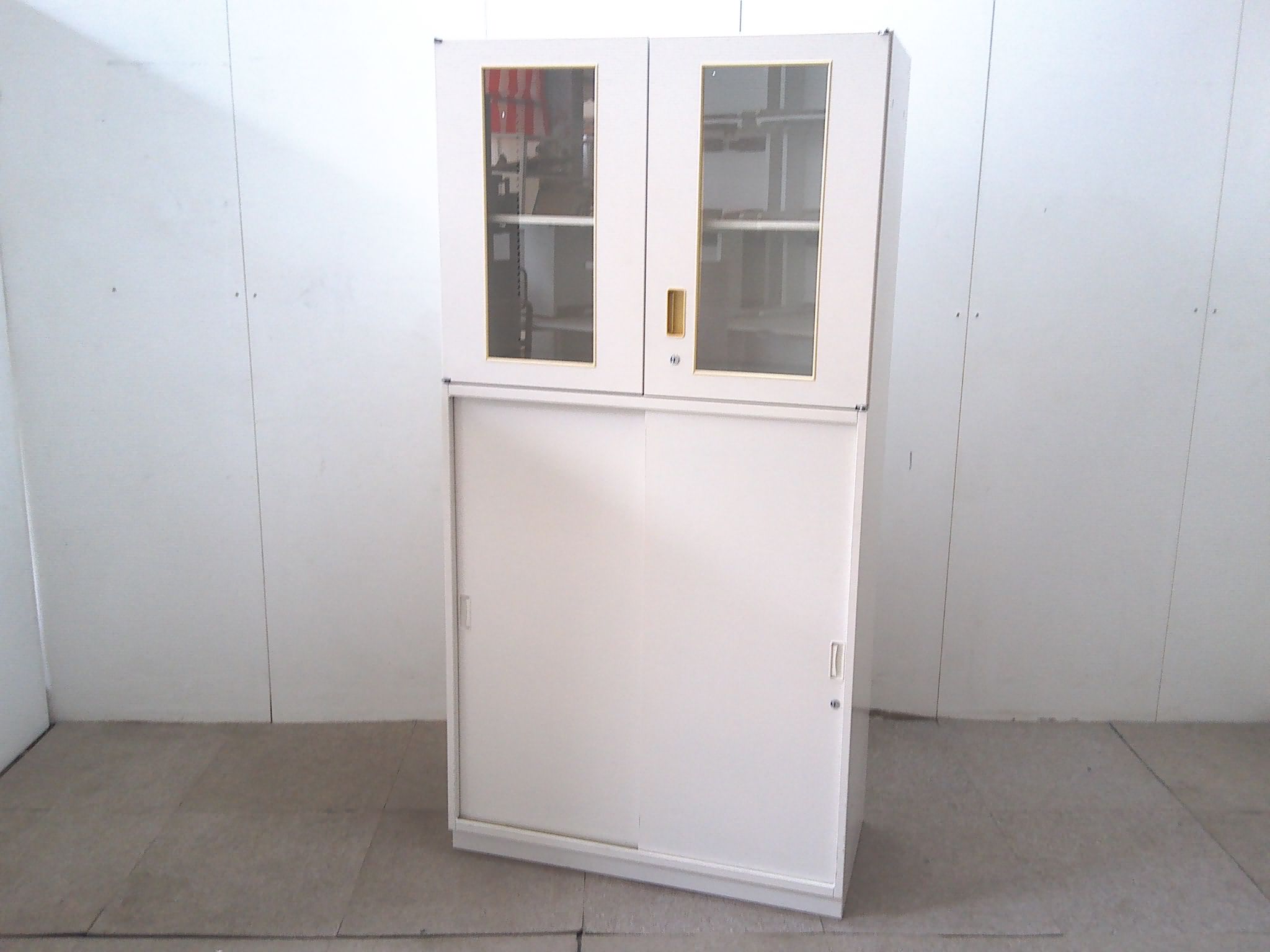 イトーキ/ホワイト/上下連結キャビネット/【中古】