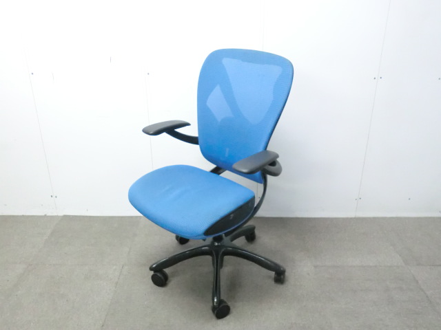 イナバ/エクセア/ライトブルー / 【中古】 OAチェア肘有