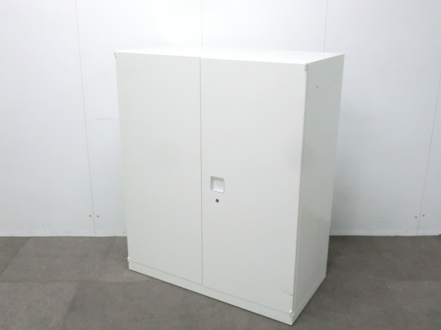 オカムラ/レクトライン/ホワイト/【中古】両開きキャビネット