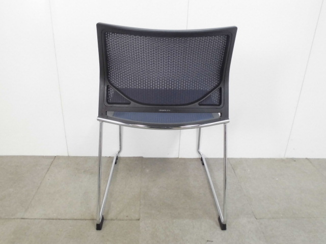 オカムラ/スタッキングチェア/ダークブルー/【中古】