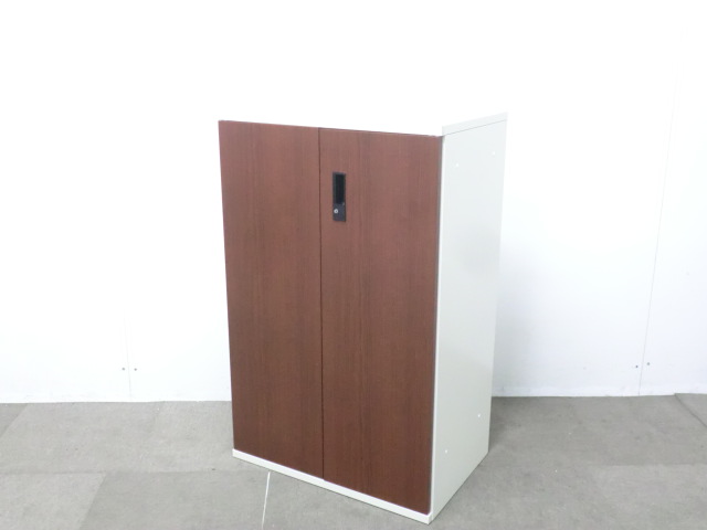プラス/フラットライン/木目調/【中古】 両開きキャビネット