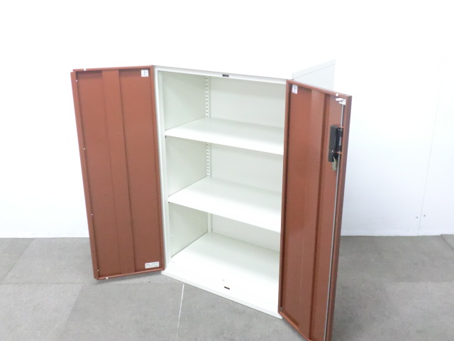 プラス/フラットライン/木目調/【中古】 両開きキャビネット