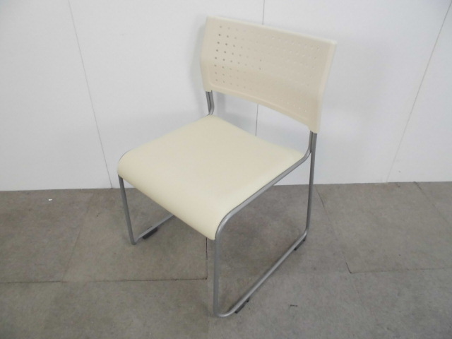 スタッキングチェア/ベージュ/【中古】