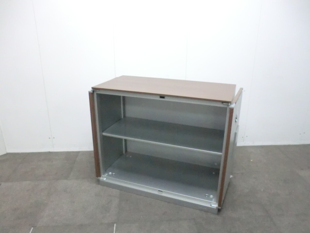 オカムラ /レクトライン/木目調/【中古】両開きキャビネット