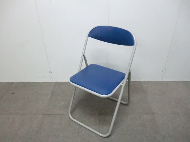 オカムラ / ブルー 【中古】 折り畳みチェア