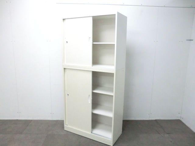 生興 / ホワイト / 【中古】 上下連結書庫