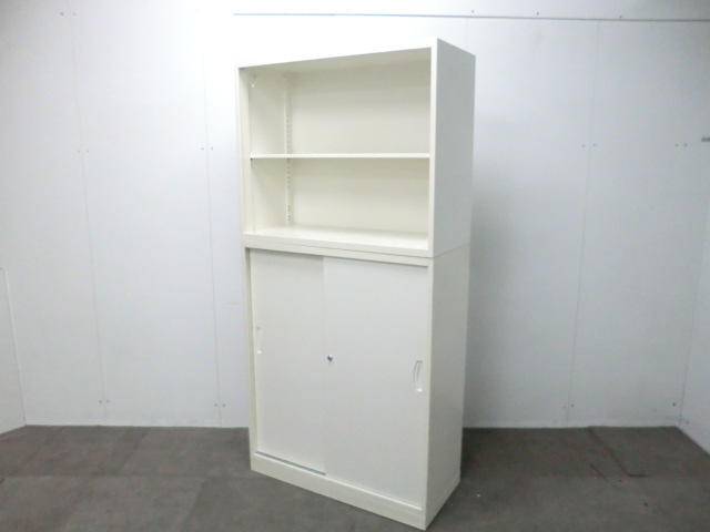 生興 / ホワイト / 【中古】 上下連結書庫