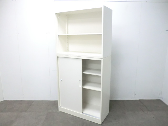 生興 / ホワイト / 【中古】 上下連結書庫