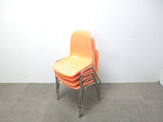 スタッキングチェア / オレンジ / 【中古】