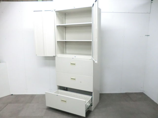 オカムラ/42 / ニューグレー / 【中古】 上下連結書庫