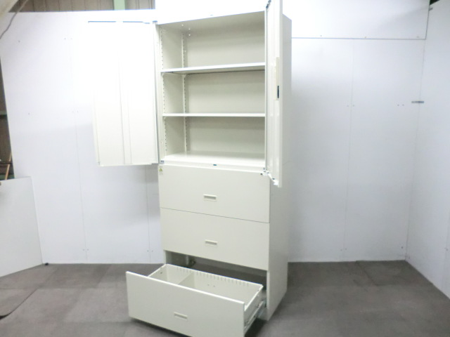 生興 / ニューグレー / 【中古】 上下連結書庫