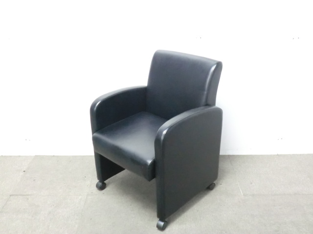 １人掛けソファ / ブラック / 【中古】 フェイクレザー