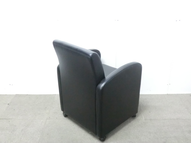 1人掛けソファ / ブラック / 【中古】 フェイクレザー