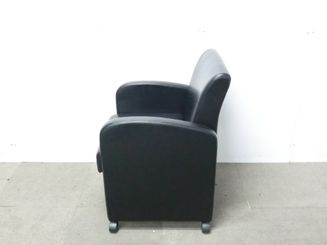 1人掛けソファ / ブラック / 【中古】 フェイクレザー