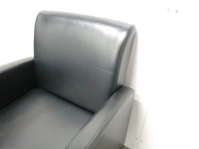 1人掛けソファ / ブラック / 【中古】 フェイクレザー