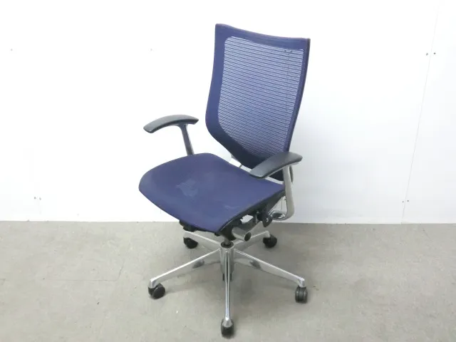 オカムラ/バロン/ダークブルー / 【中古】 OAチェア肘有
