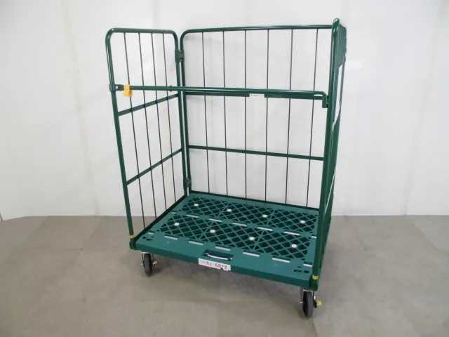 カゴ台車 / 4輪自在 / 積載質量500kg / グリーン