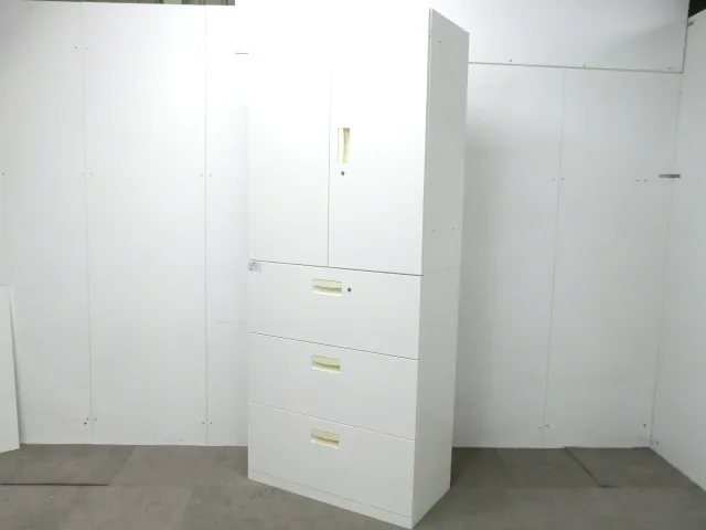 クロガネ / ホワイト / 【中古】 上下連結書庫